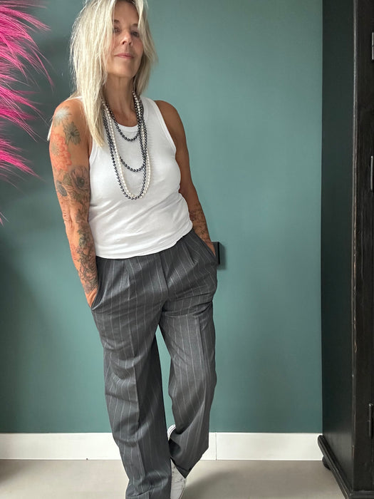Grijze krijtstreep pantalon