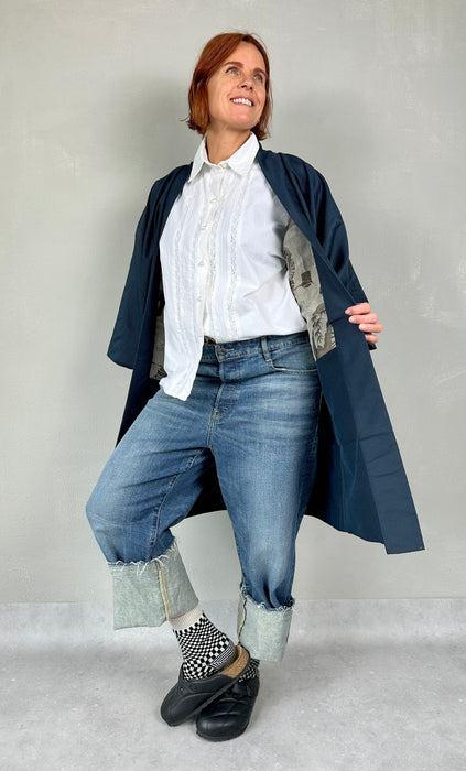 Blauwe korte kimono