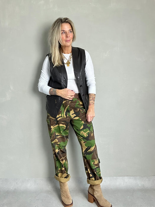 Donkerbruin leren gilet