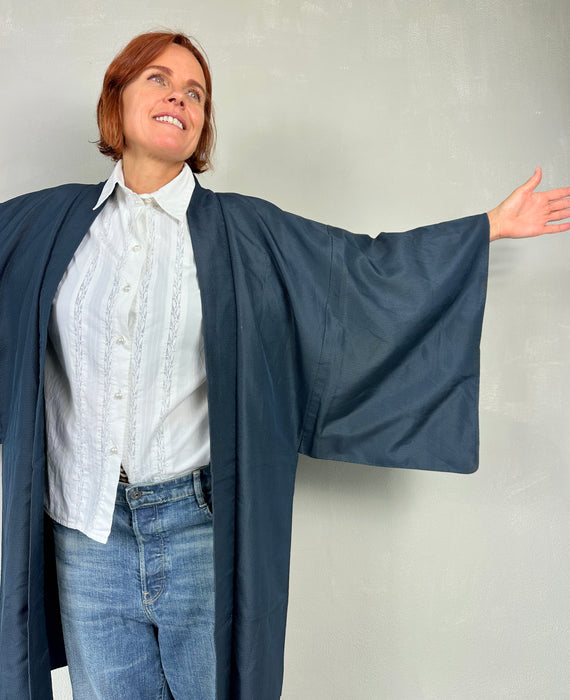 Blauwe korte kimono