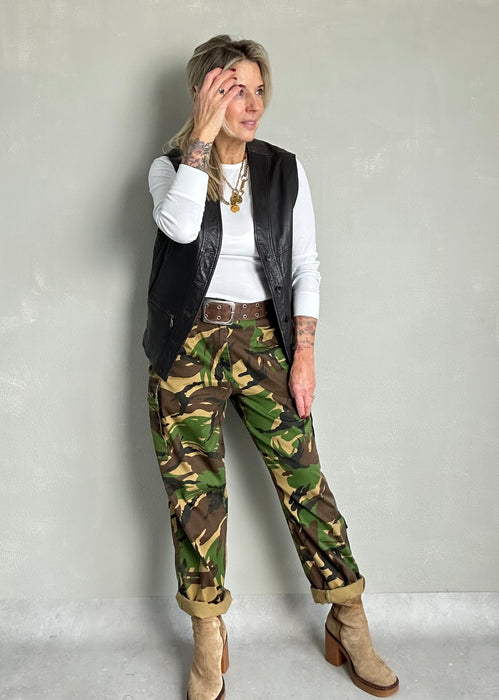 Donkerbruin leren gilet