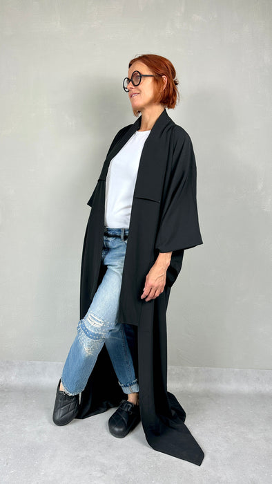 Zwarte lange kimono