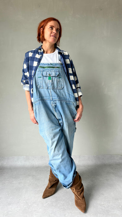 Blauw wit geblokte blouse