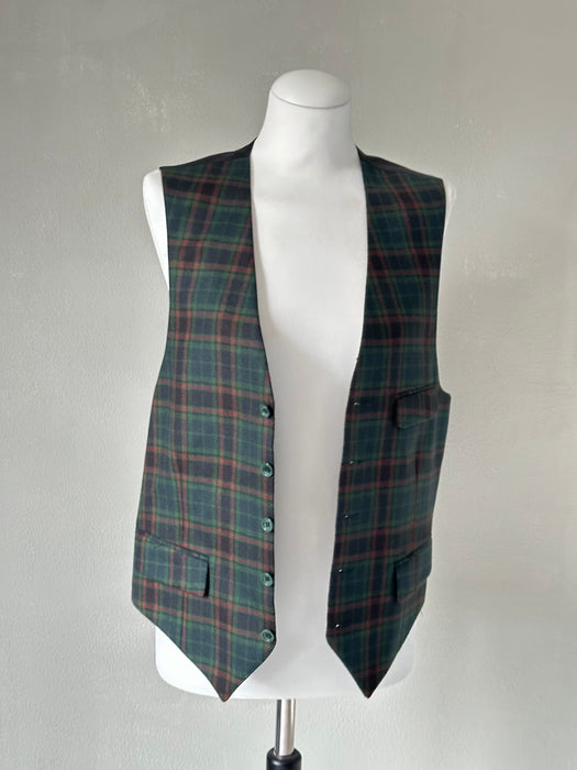 Donkergroen geruit gilet