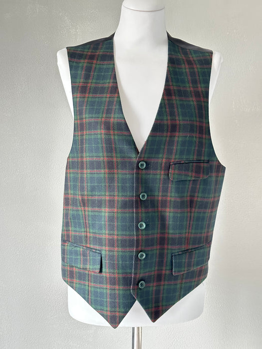 Donkergroen geruit gilet