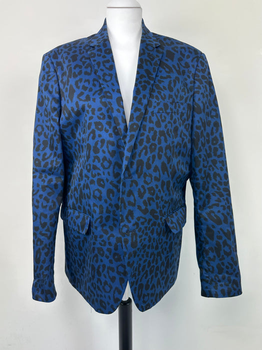 Kostuum blauwe panterprint