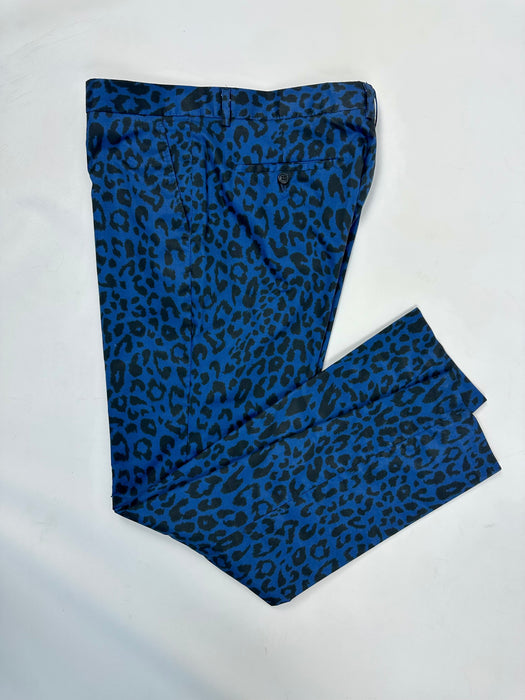Kostuum blauwe panterprint