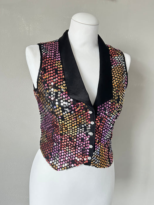 Zwart gekleurd pailletten gilet