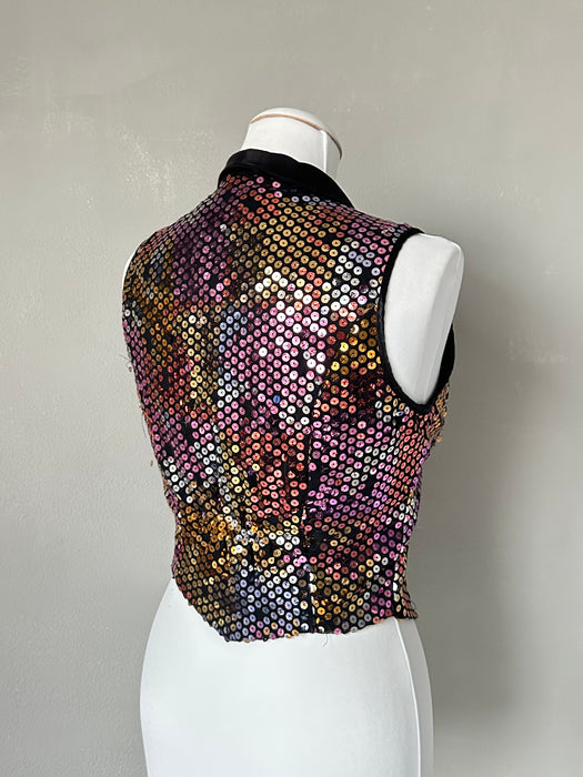 Zwart gekleurd pailletten gilet