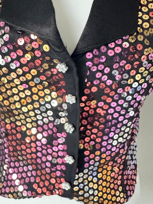 Zwart gekleurd pailletten gilet