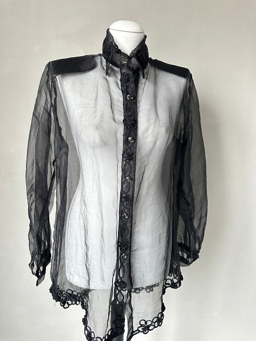 Organza-achtige blouse met borduursels