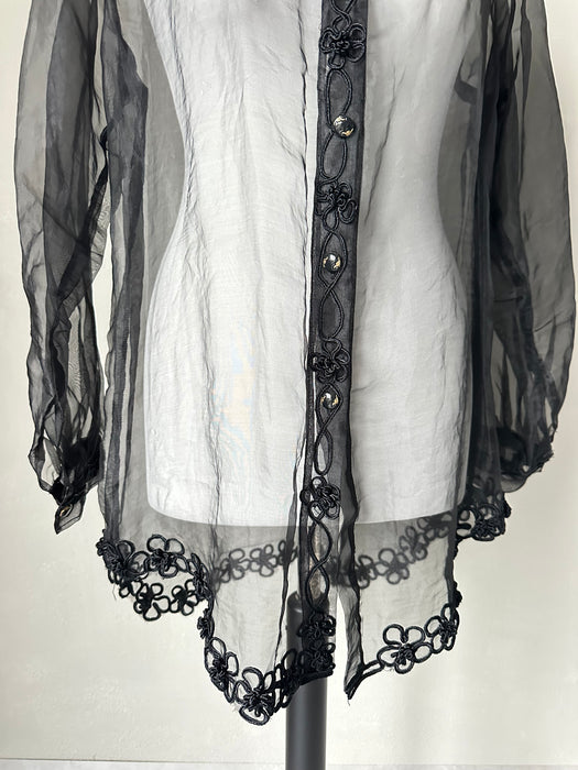 Organza-achtige blouse met borduursels