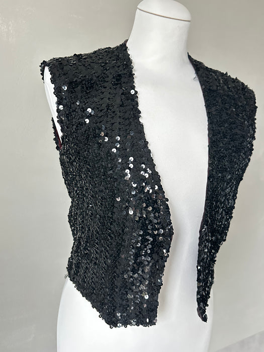 Zwart pailletten gilet