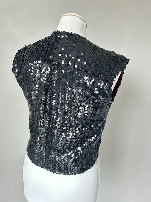 Zwart pailletten gilet