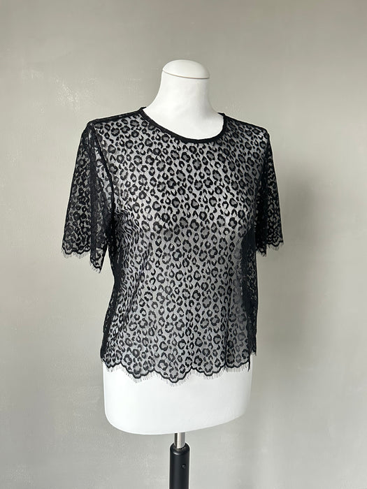 Kanten top met tijgerprint