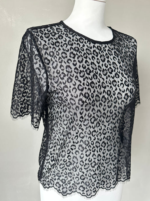 Kanten top met tijgerprint