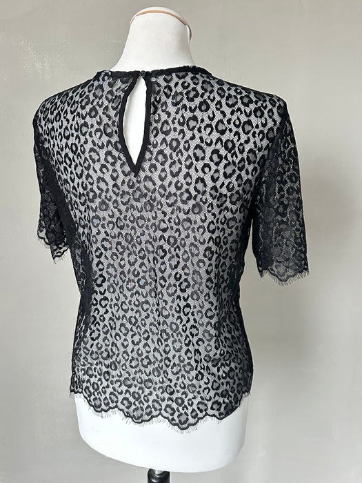 Kanten top met tijgerprint