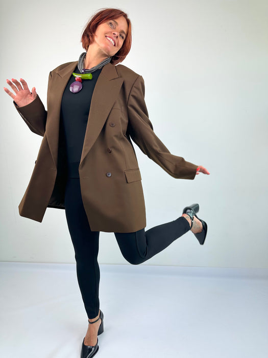 Bruine double breasted oversized blazer