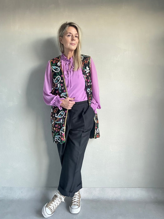 Gilet bloemen pailetten