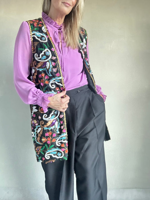 Gilet bloemen pailetten