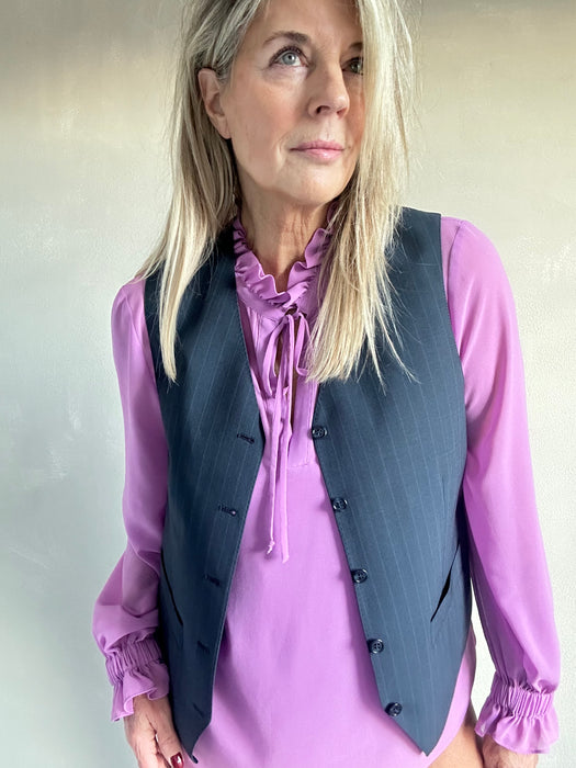 Lila transparante roezel blouse