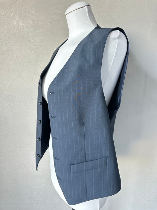 Blauw krijtstreep gilet