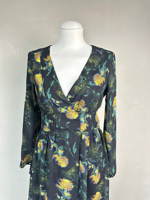 Zwarte maxi jurk met bloemmotief