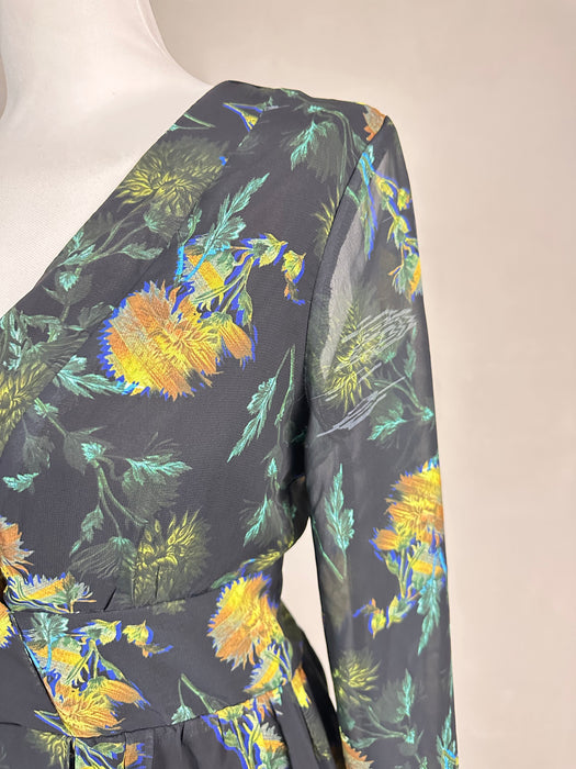 Zwarte maxi jurk met bloemmotief