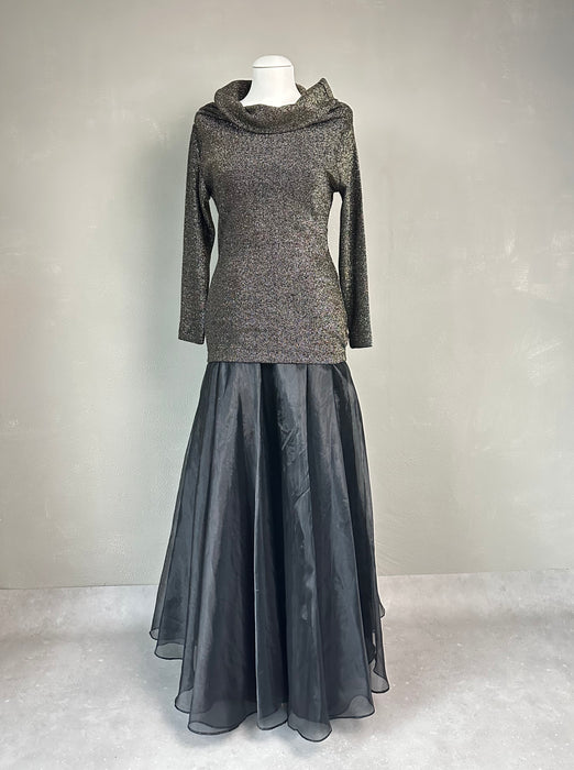 Zwarte transparante maxi rok