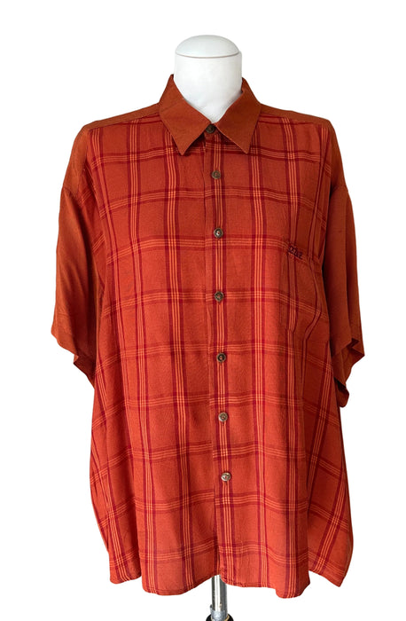 Roestkleurige blouse in soepele stof