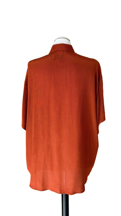 Roestkleurige blouse in soepele stof