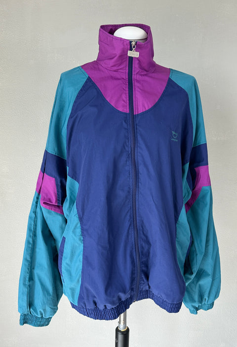 Blauw met paars 80's trainingsjack