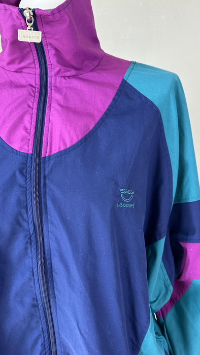 Blauw met paars 80's trainingsjack