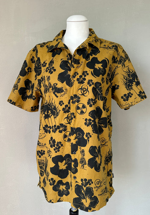 Blous geel met zwarte print