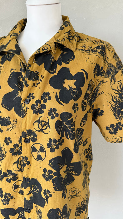 Blous geel met zwarte print