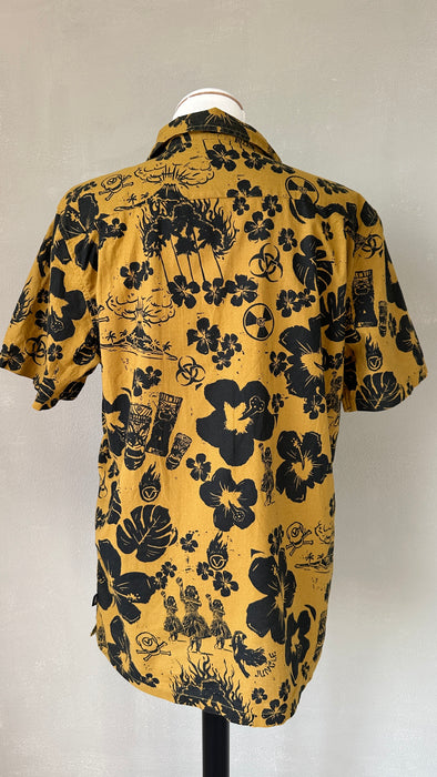 Blous geel met zwarte print