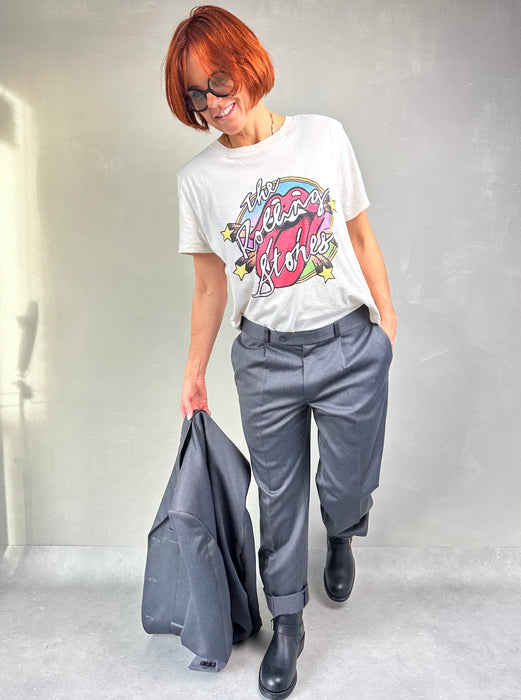 Creme-kleurig rockband T-Shirt