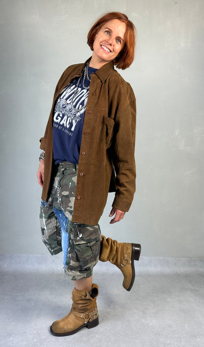 Bruin suede blouse
