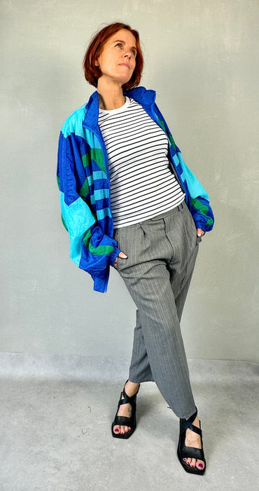 Grijze 7/8ste krijtstreep pantalon