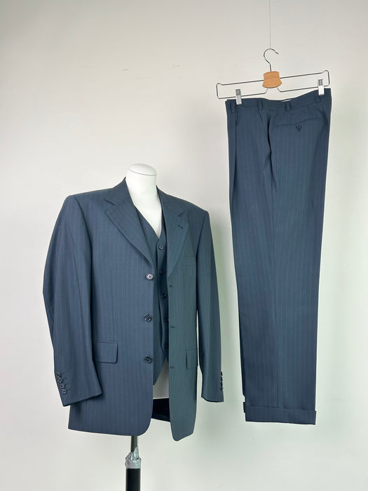 Blauw krijtstreep 3-delig kostuum