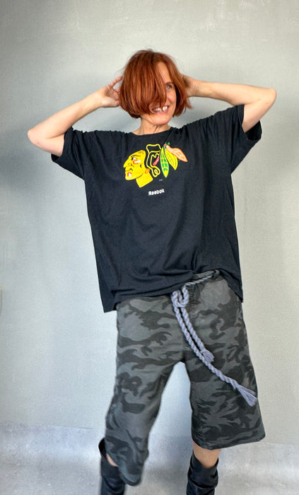 Zwart oversized T-shirt Indiaan print