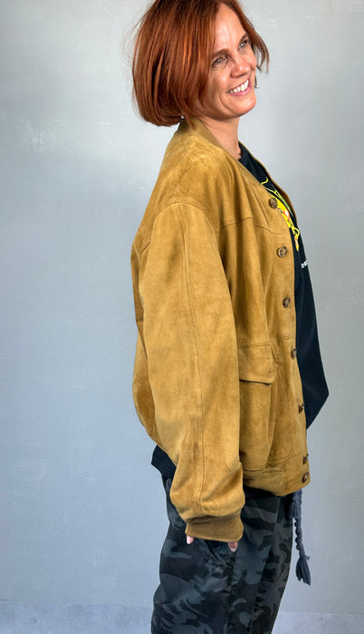 Oker suede bomberjack