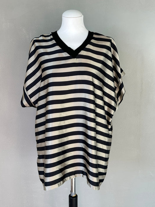Zwart beige glanzende top