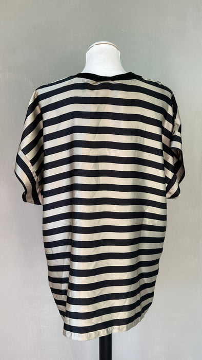 Zwart beige glanzende top