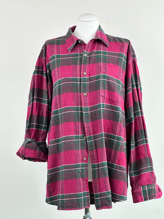 Houthakkers blouse in magenta & groen