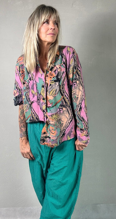 Blouse met retro print
