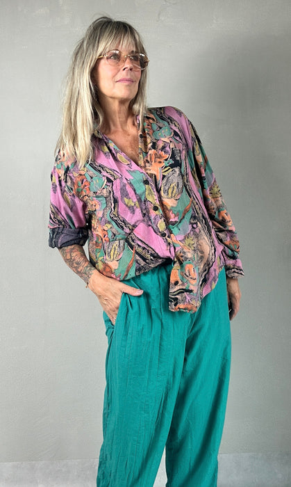 Blouse met retro print