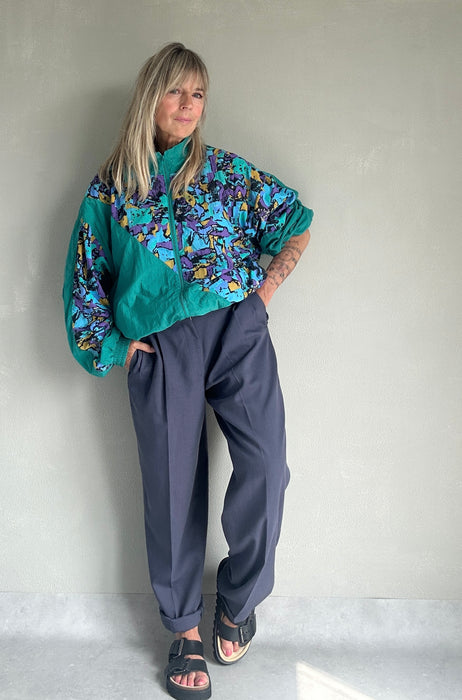 Lavendel kleurige bandplooi broek