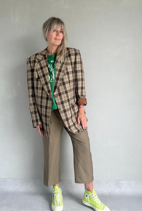 Beige bruin vintage colbert