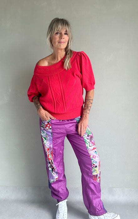Paarse 80's trainingsbroek